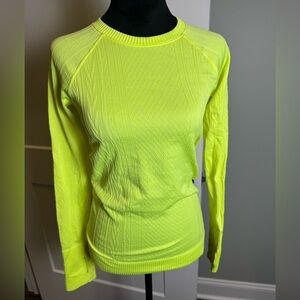 Lululemon Rest Less Pullover highlighter yellow Thumb Holes Long Sleeve Top
